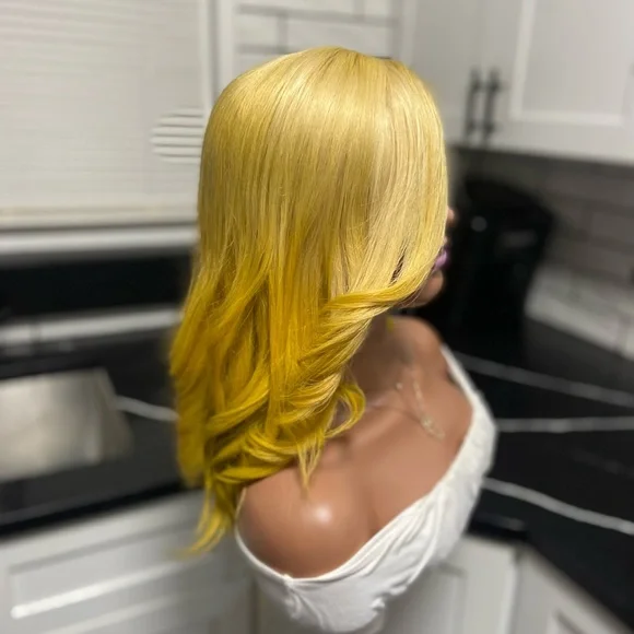 Human hair lace front wig - 20” in length: Russian Blonde Unit - Picture 6 of 8